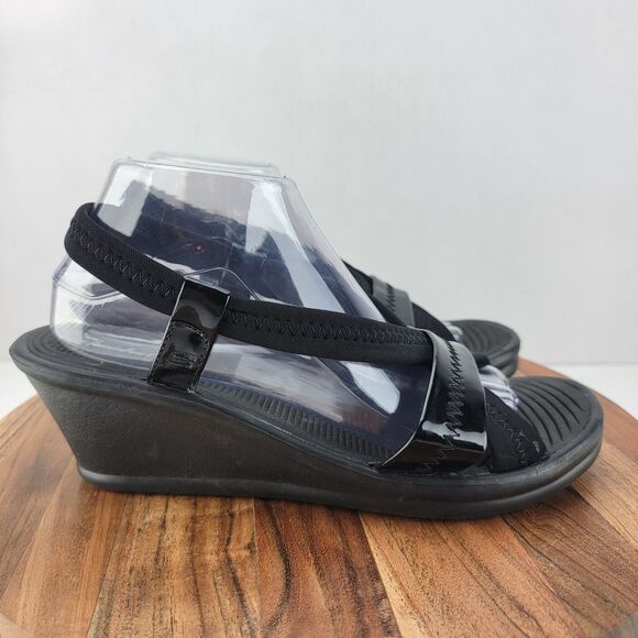 Skechers Womens Size 10 Black Cali Rumblers Slingback Wedge Sandals - Picture 5 of 10